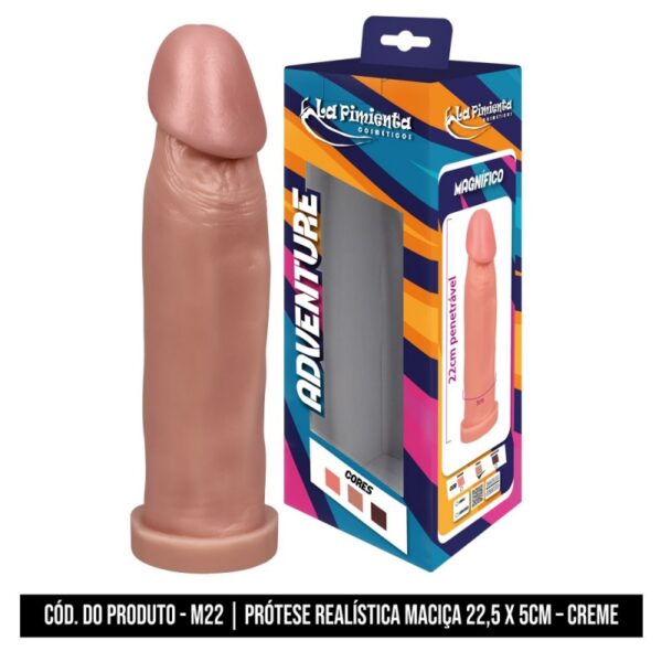 Prótese Pênis Realístico Maciço 22cm x 5cm - Cor Creme