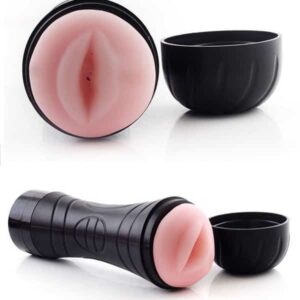 Masturbador Lanterna Alta Simulação da Vagina Vibratório a Pilha Bege