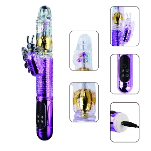 Vibrador Rabbit com estimulador clitoriano recarregável