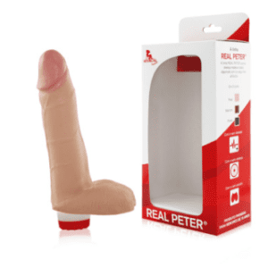 Prótese Real Peter Safadão c/ vibro e escroto - Bege - 15x4cm
