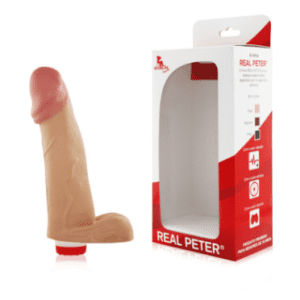 Prótese Real Peter Garanhão c/ escroto e vibro - Bege - 17x5cm