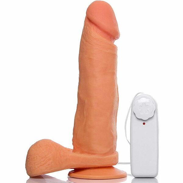 Vibrador c/ Ventosa e Escroto 17 x 3,5cm