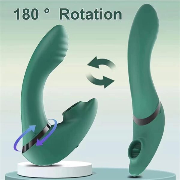 Vibrador com Estimulador de Clitóris e Ponto G Recarregável KKH 1001 - Verde Escuro