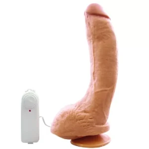 Prótese com Ventosa, Escroto e Vibrador - 23x5 cm