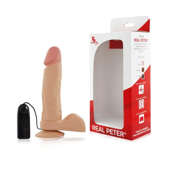 Prótese com Vibrador, Escroto e Ventosa - 16 x 4 cm