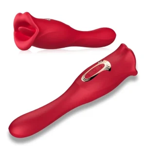 Vibrador 2 em 1 | Boca com Língua Estimuladora e Penetrador