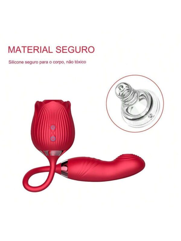 Vibrador Duplo Sugador em Formato de Rosa | Penetrador Ponto G - Image 3
