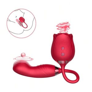 Vibrador Duplo Sugador em Formato de Rosa | Penetrador Ponto G